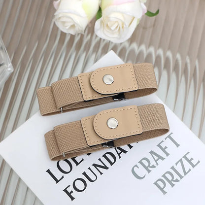 2pcs Set Stylish Minimalist Buckle-Free Belts Elastic Casual Belt Versatile for Everyday Use Adjustable Unisex Invisible Belts