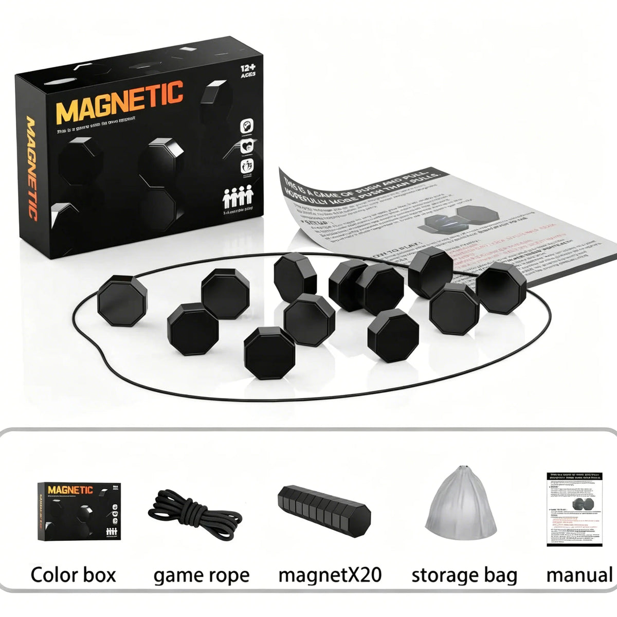 Party Games Magnetic Stones Game Interactive Magnet Board Strategy Game for Family Kids Adults High Quality Longest Side 3.4cm