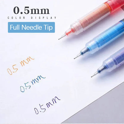 10Pcs High Quality Needle Type Gel Pens Straight Liquid Ballpoint Pen Kawaii Statio nery School Office Supplies Writing colours