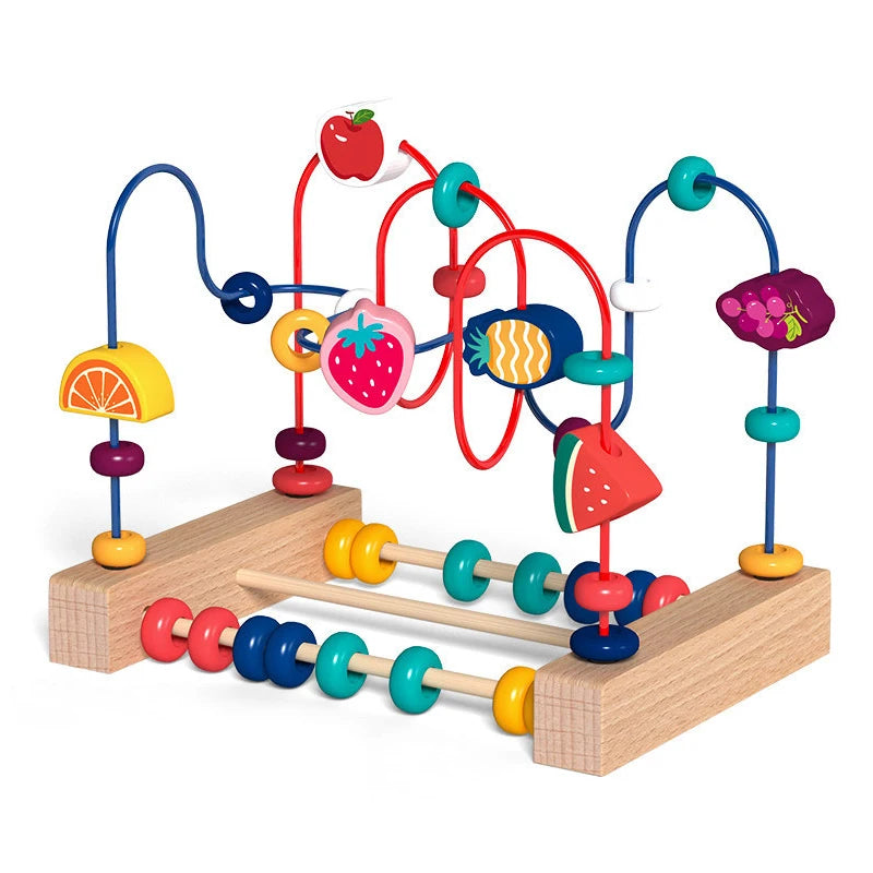 Wooden Bead Maze Roller Coaster Toddler Abacus Toy