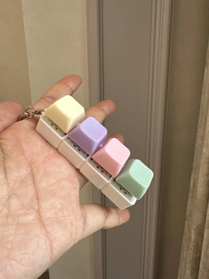 Decompression Keyboard Key Fidget Keychain Finger Pinch Toy