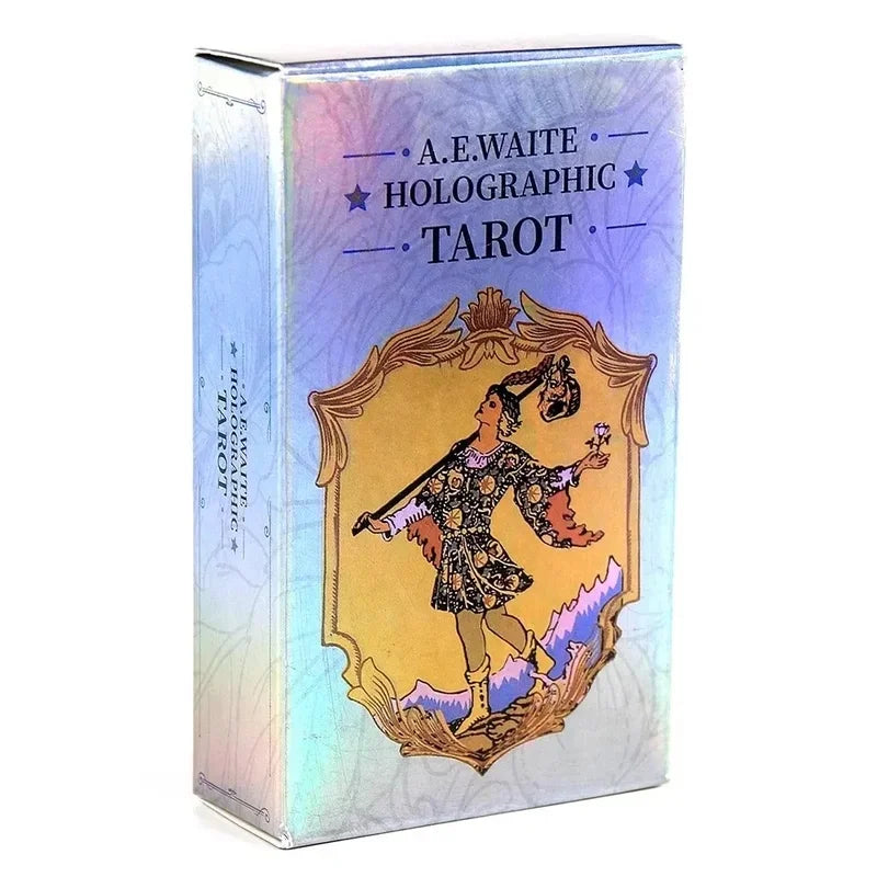 10.3*6cm Rainbow Holographic Tarot Deck, Tarot Cards With Guidebook Set, Divination Board Game Tarot Kit for Beginners