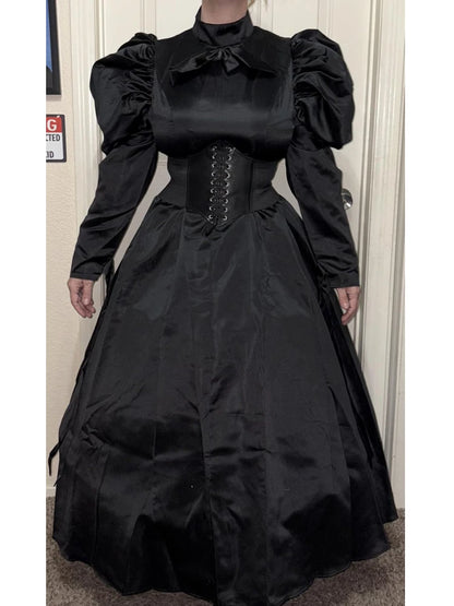 Women Gothic Victorian Dress Renaissance Ball Gown Vampire  Rococo Costume Black