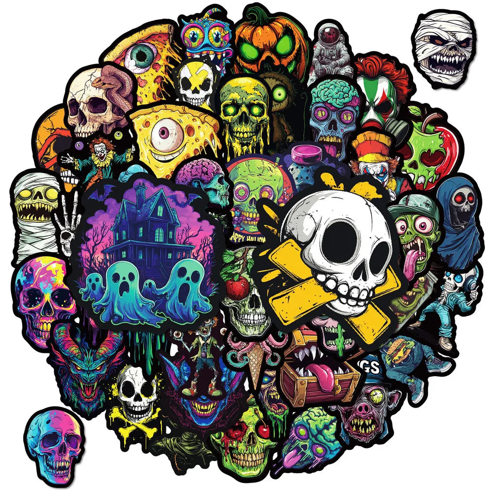 Skull Ghost Face Graffiti Stickers 50PCS Halloween Decals