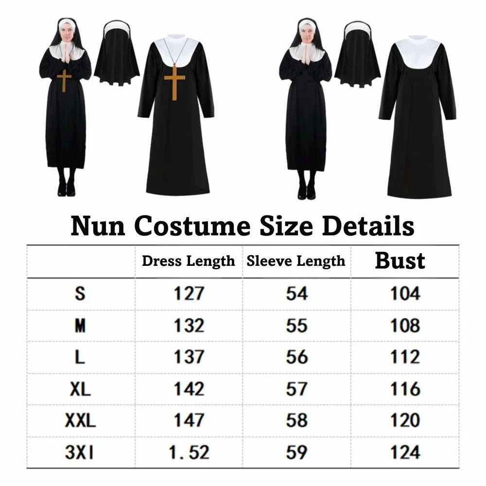 Full Length Virgin Mary Costume Vintage Style Retro Design Nun Costume Fancy Dress Long Dress Long Robe Costume Women