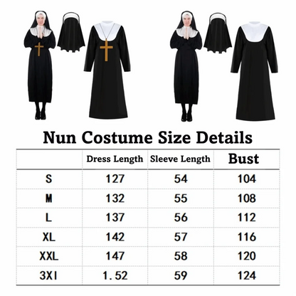 Full Length Virgin Mary Costume Vintage Style Retro Design Nun Costume Fancy Dress Long Dress Long Robe Costume Women