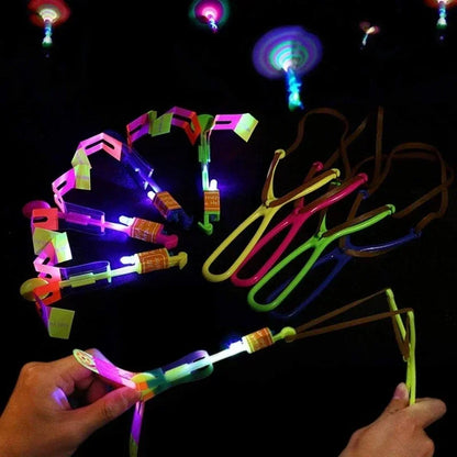 LED Light Flying Arrow Helicopter Slingshot Toys Set