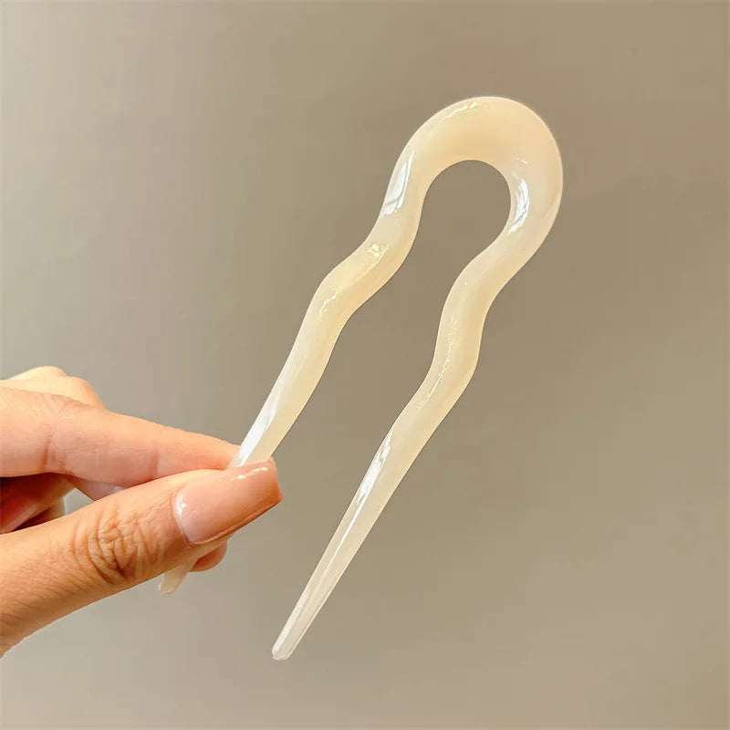 U-Shaped Hair Fork Acetate Hairpin Tortoiseshell Sticks