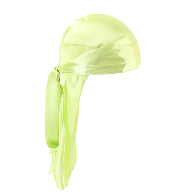 Unisex Silky Long Tail Durag Pirate Hat Turban Fashion Headwraps Cap Bandana Women Men Headwear Caps Hijab Hair Accessories  ﻿