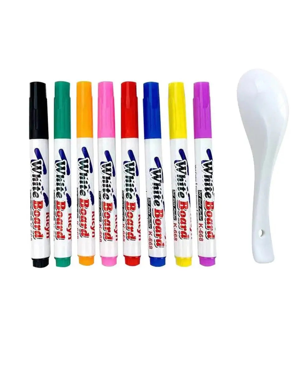 Water Floating Pen Set Magical Ink Markers with Ceramic Spoon