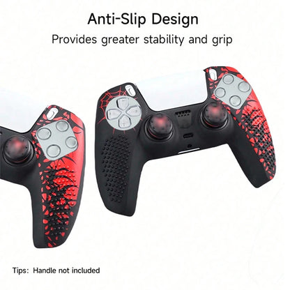 Anti-Slip Controller Skin Shell for PS5 Controller Silicone Cover Case with Rubber Thumb Grip Gaps and Touch Pad Sticker For PS5