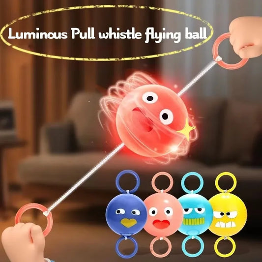 Luminous Whistle Ball Flywheel Toy Pull Rope Flashing Gyro