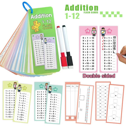 Wipeable Math Training Cards Reusable Practice Deck