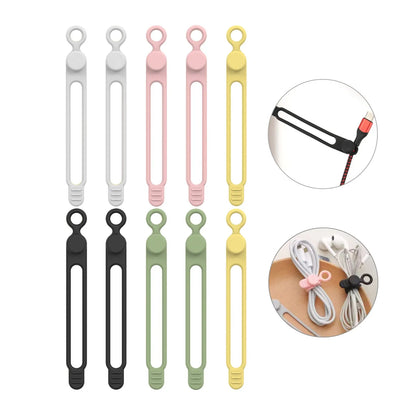 Silicone Cable Ties Reusable Cord Organizer Elastic Wire Straps