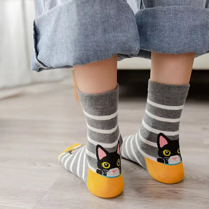 Women's Crew Socks with Cat Patterns Cute Unique Fun