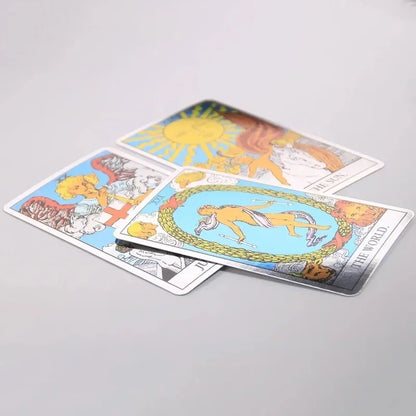 10.3*6cm Rainbow Holographic Tarot Deck, Tarot Cards With Guidebook Set, Divination Board Game Tarot Kit for Beginners