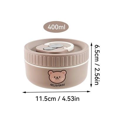 WORTHBUY Portable Cute Bear 304 Stainless Steel Insulated Bento Lunch Box Microwave Sealed Lunch Container For Kids  Students