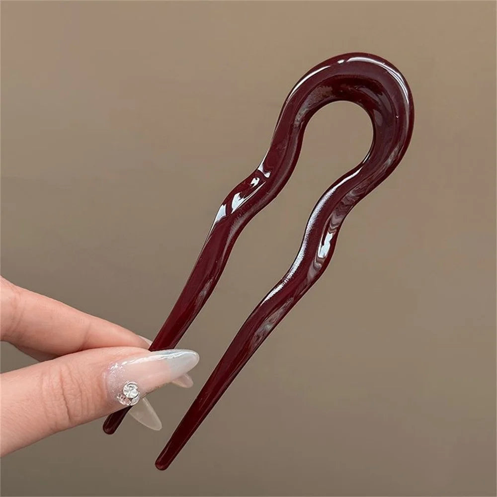 U-Shaped Hair Fork Acetate Hairpin Tortoiseshell Sticks