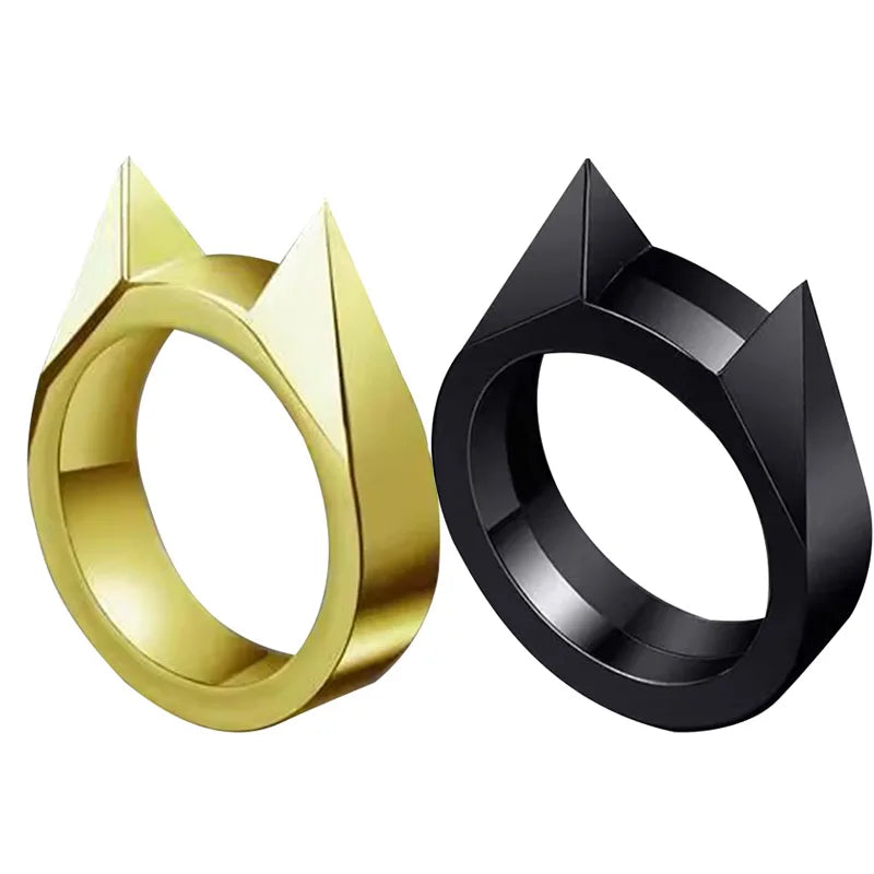 Self-defense cat ear ring window breaker women's anti-wolf men's single finger buckle carry defense spikes finger tiger .