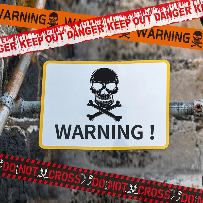 Halloween Warning Tape Plastic Skull Caution Line