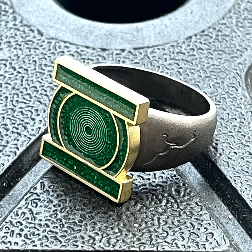 John Stewart Green Lantern Ring Cosplay High Quality Metal Ring For Men Metal Finger Jewelry Accessories Halloween Cosplay Gifts