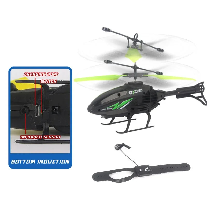 Watch Controlled Induction Aircraft Hand Control RC Helicopter