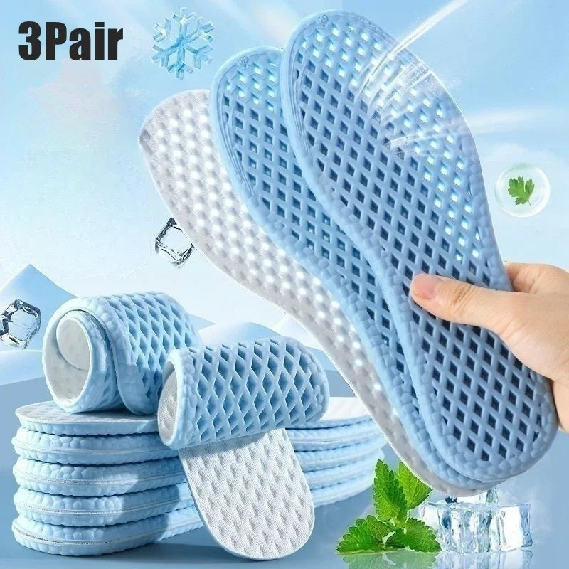 Summer Cooling Sports Insoles Breathable Memory Foam Soles