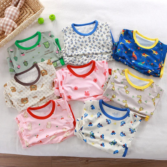 Toddler Short Sleeve Cartoon Pajamas Set Kids Summer
