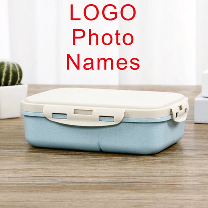 Snack Box Customized Lunch Box for Kids Children Name LOGO Cartoon Pattern Cute Picture Photo with Spoon Fork Eco Material Gift
