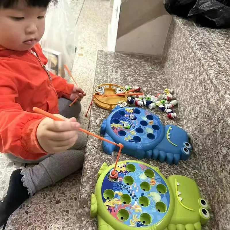 Magnetic Fishing Toy Set Dinosaur Fishing Game for Toddlers