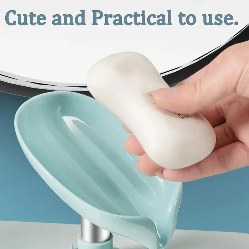 Drain Soap Holder Leaf Shape Suction Cup Soap Tray Box