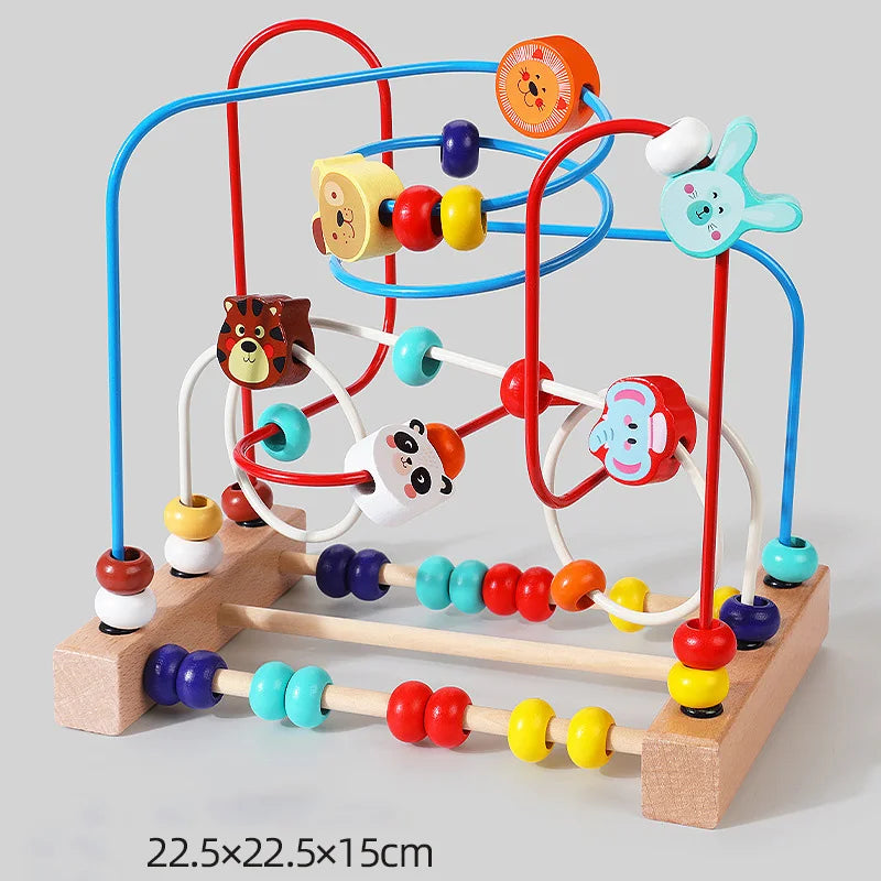 Wooden Bead Maze Roller Coaster Toddler Abacus Toy