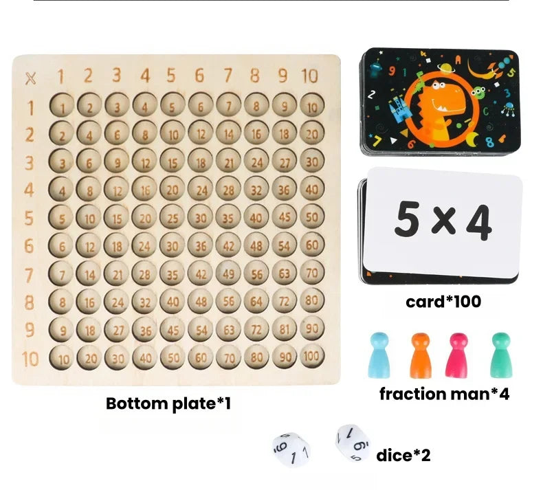 Wooden Multiplication Board Game Montessori Math Toy
