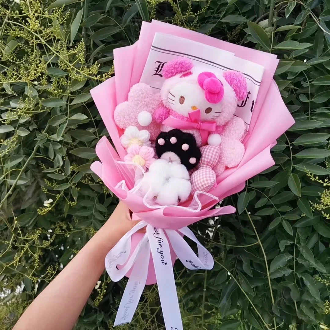 Cartoon Plush Flower Bouquet Artificial Rose Doll Gift