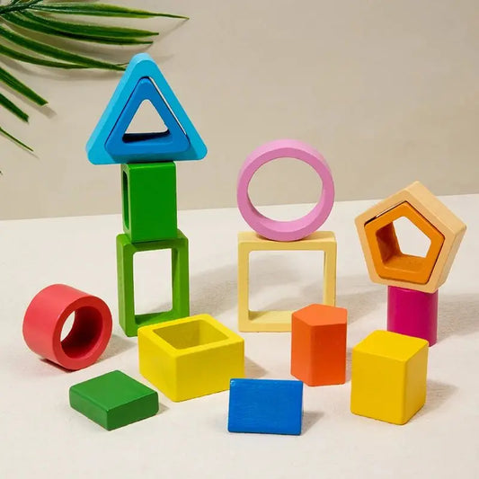 Wooden Sorting Stacking Toy Shape Color Sort Puzzle