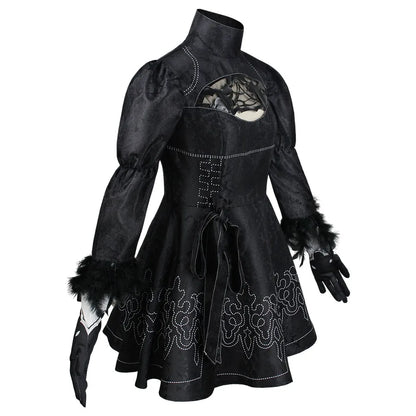 Big Size Yorha 2B Cosplay Costume Black Leotard Dress 2B Full Set Halloween Shojou Magical Girl Outfits Wig Gloves Eyemask Socks