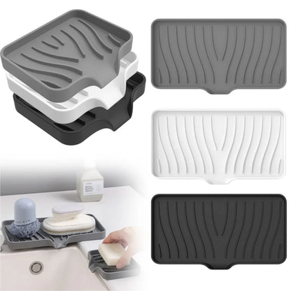 Silicone Drain Soap Box Bathroom Anti Slip Sink Tray Dish