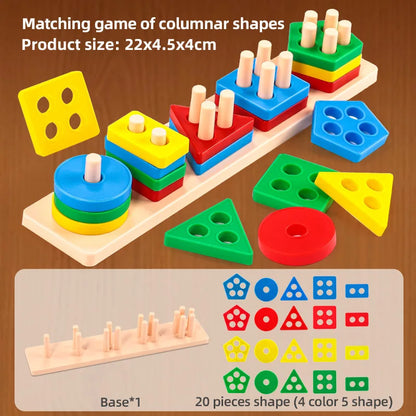 Geometric Shape Sorting Stacker Wooden Stacking Blocks