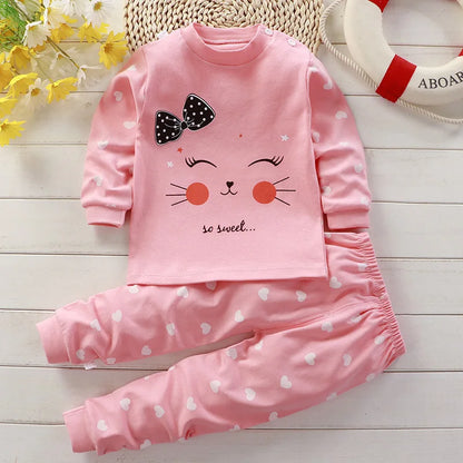 Kid Autumn Sleepwear Pajamas Set Long Sleeve Suit