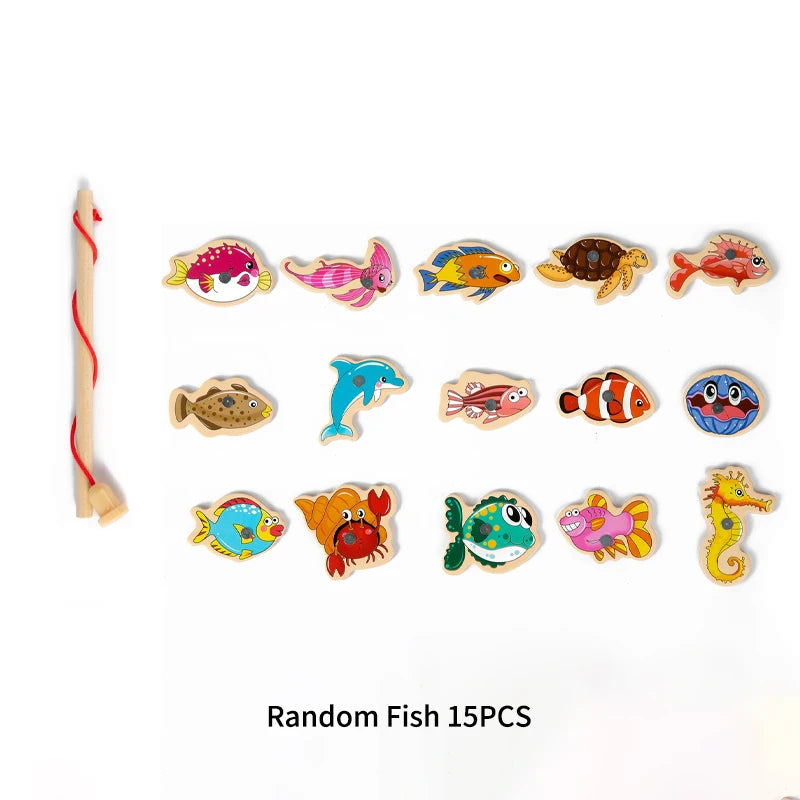 Wooden Magnetic Fishing Game Marine Cognition Toy
