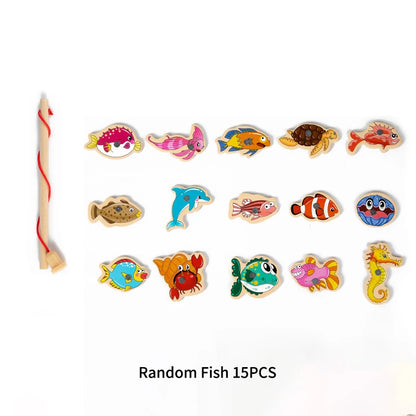 Wooden Magnetic Fishing Game Marine Cognition Toy