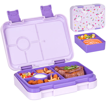 37oz Adorable Cartoon Printed Bento Box Microwavable Divided Lunch Box Leakproof BPA-Free Snack Food Container for School Picnic