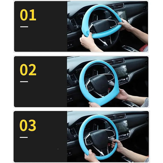 Silicone Steering Wheel Cover Anti Slip Car Grip 14-16 Inch