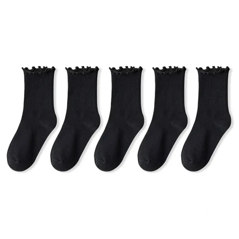 Women Ruffle Middle Tube Ankle Socks Breathable Set