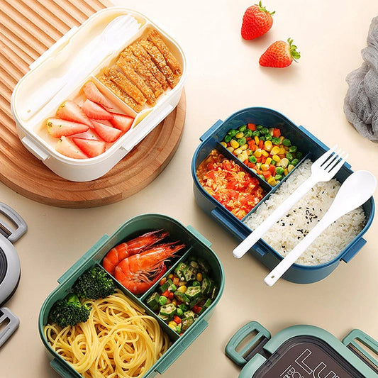1200ML 2 Layer Bento Lunch Box Microwavable Portable Food Storage