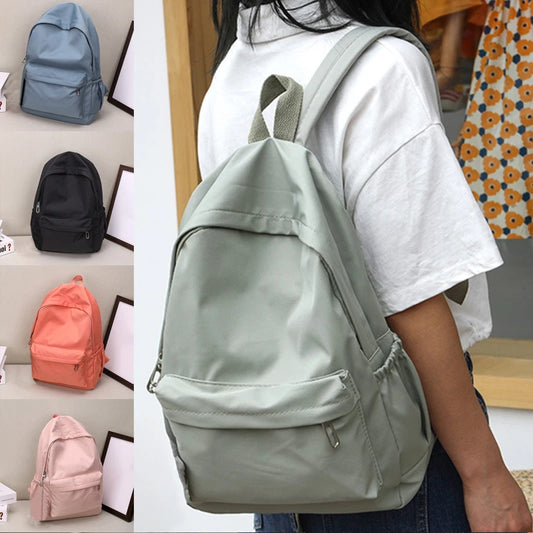 Simple Solid Color Lightweight Backpack Multifunctional Casual Bag for High School Students Perfect for School Travel Daily Use