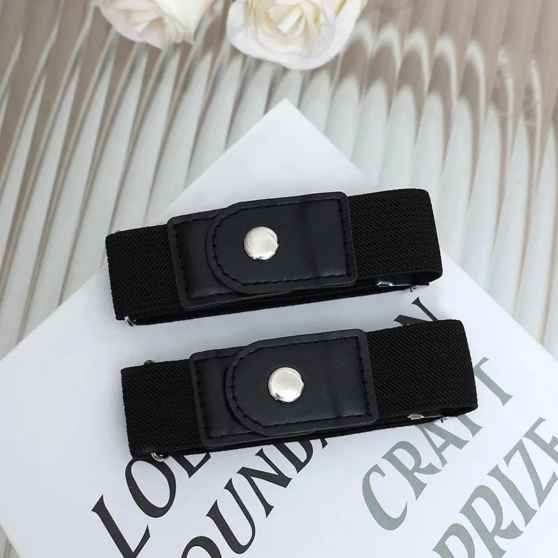 2pcs Set Stylish Minimalist Buckle-Free Belts Elastic Casual Belt Versatile for Everyday Use Adjustable Unisex Invisible Belts