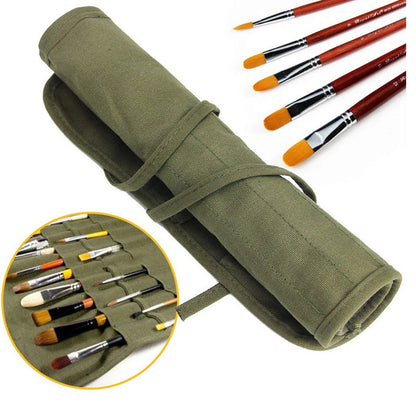 Painting Brushes Canvas Storage Bag, 22 Slots Watercolour and Gouache Brushes Calligraphy Brushes Storage Bag, Roll up Pen Bag