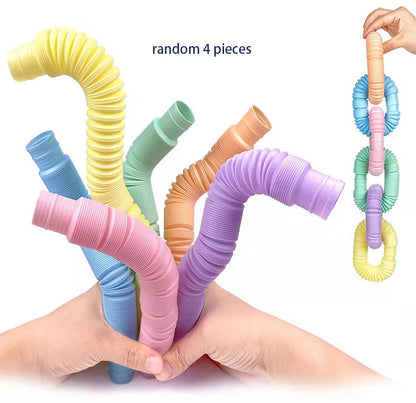 Mini Pop Tube Sensory Fidget Toy 4 Pack Stretch Building