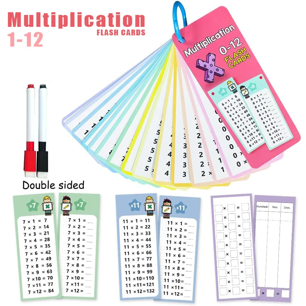 Wipeable Math Training Cards Reusable Practice Deck